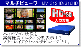 HD-SDI���͑Ή��@�}���`�r���[���@MV-312HD�^316HD�@�n�C�r�W�����f�������𑜓x���j�^�ɕ����\������t���[���C�A�E�g�}���`�r���[���ł��B